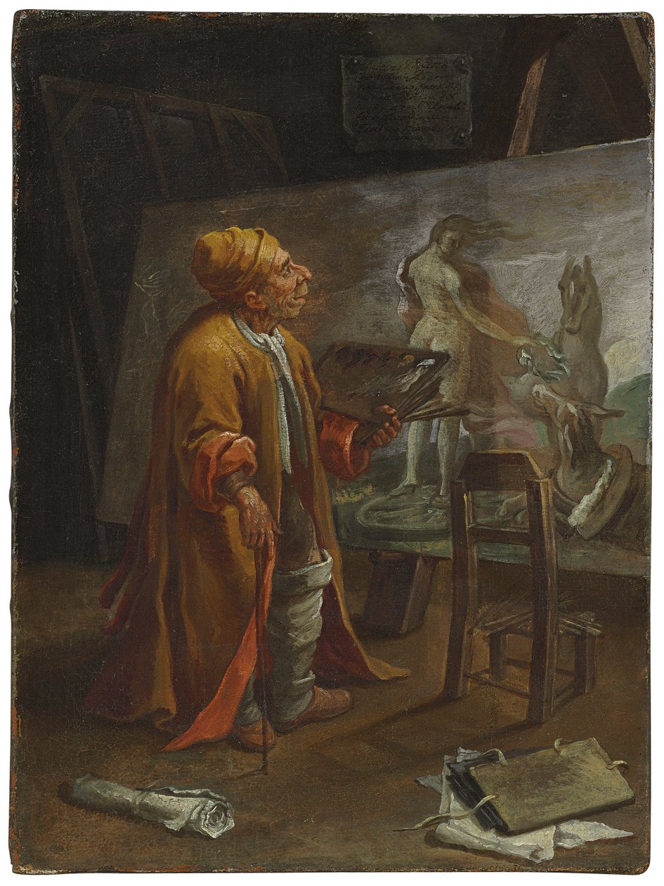 Paolo de Matteis a stúdiójában alkotó: Pier Leone Ghezzi