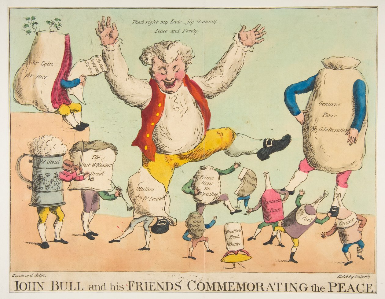 John Bull és barátai a békére emlékezve, kb. 1801. alkotó: Piercy Roberts