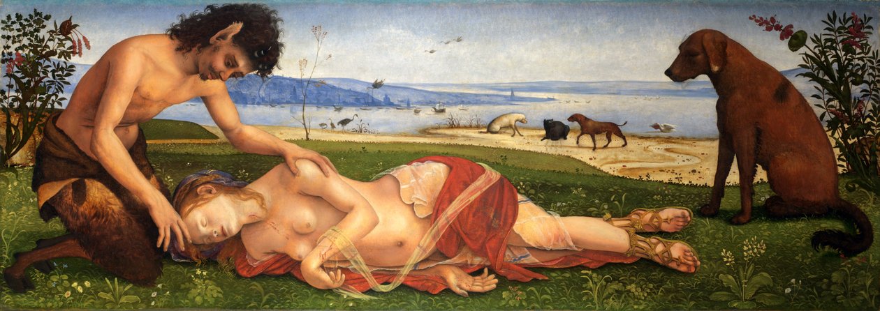 Egy nimfa felett gyászoló szatír, 1495 körül alkotó: Piero di Cosimo