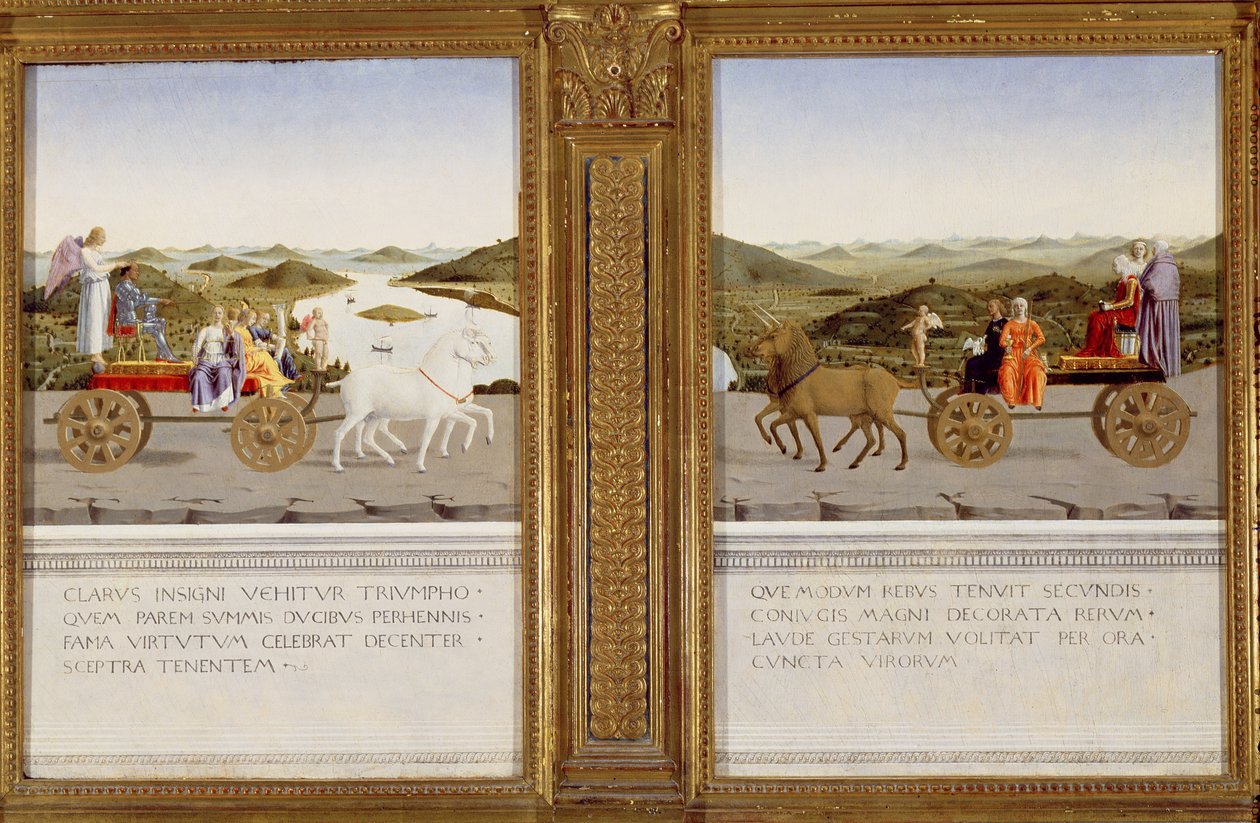 Federico da Montefeltro, Urbino herceg és Battista Sforza allegorikus diadalai alkotó: Piero della Francesca