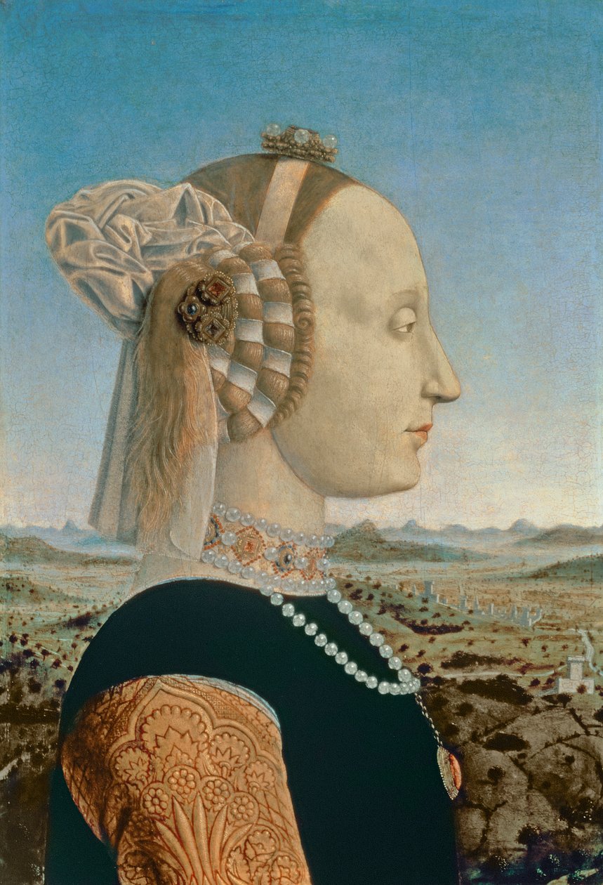 Battista Sforza, Federigo da Montefeltro, Urbino herceg felesége, 1465 körül (részlet 95420-ból) alkotó: Piero della Francesca