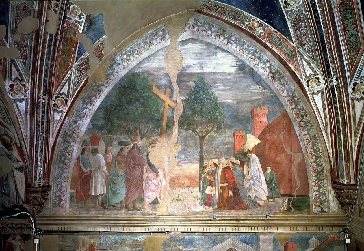 A kereszt felmagasztalása: Hérakleiosz (kb.575-641) belép Jeruzsálembe a kereszttel, az 1464-ben befejezett True Cross ciklusból alkotó: Piero della Francesca