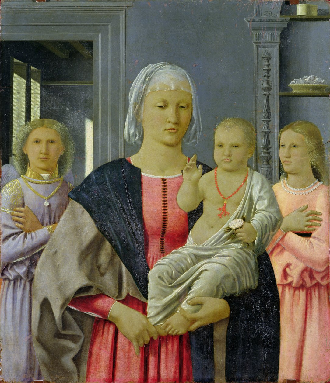 Szenigalliai Madonna gyermekkel és két angyallal, 1470 körül (tempera a panelen) alkotó: Piero della Francesca