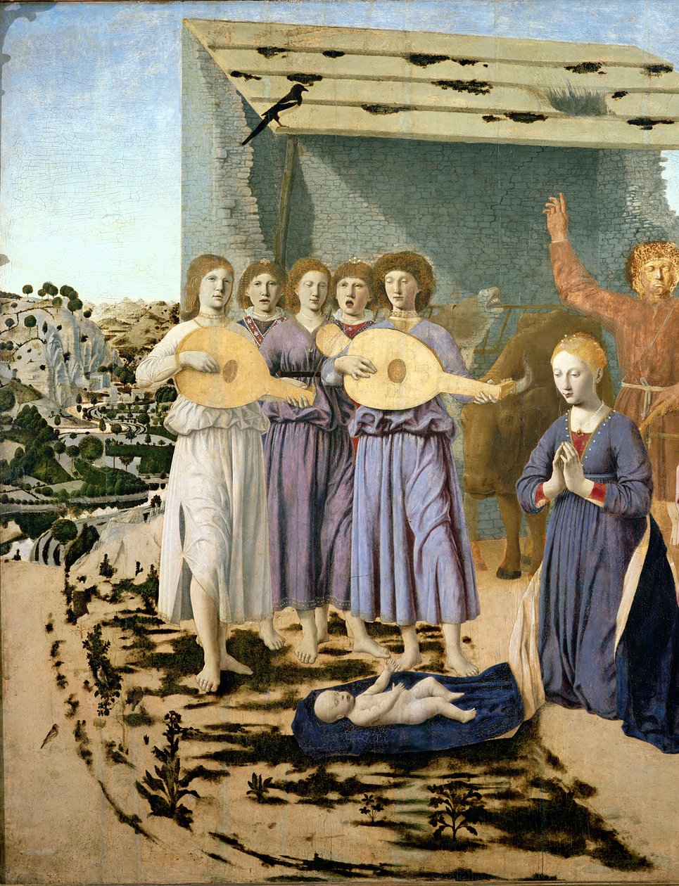Születés, 1470-75 (tempera, tábla) (5240 részlet) alkotó: Piero della Francesca