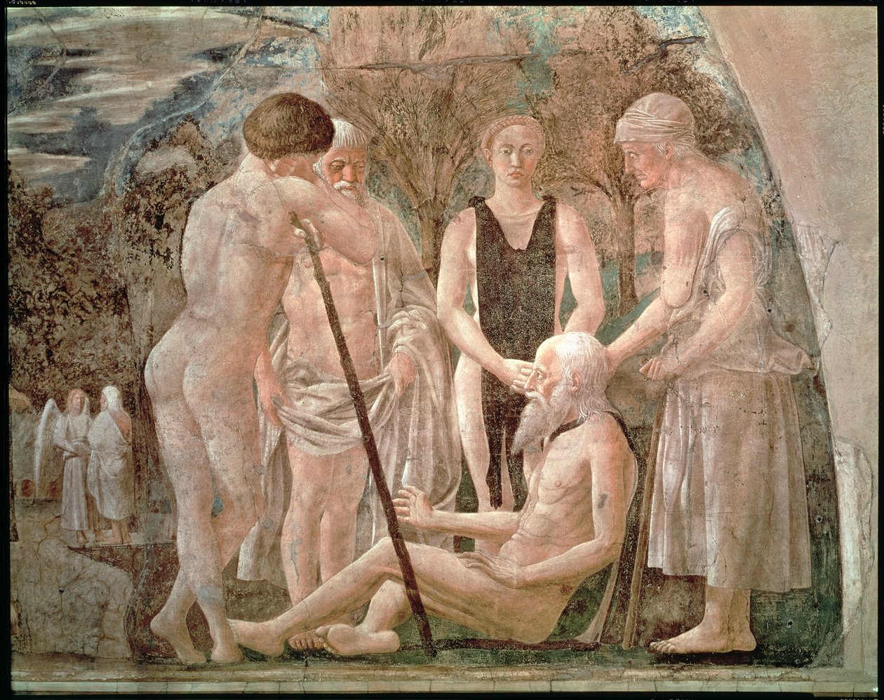 Ádám halála, az igaz kereszt legendája ciklusból, 1464-ben fejeződött be alkotó: Piero della Francesca