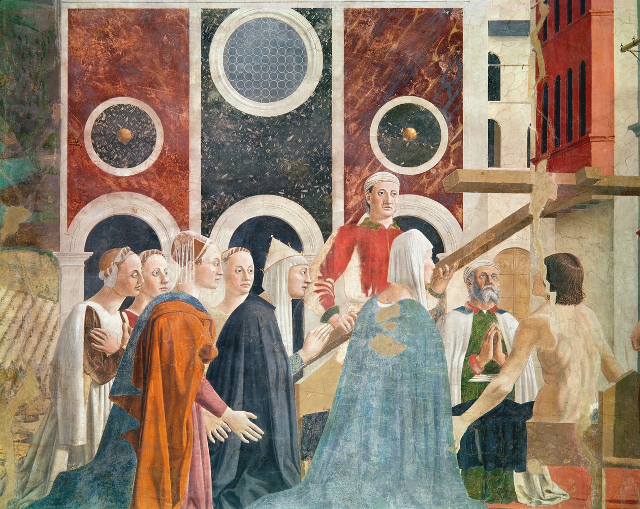 Az igazi kereszt hitelesítése, befejezve 1464 (részlet) alkotó: Piero della Francesca