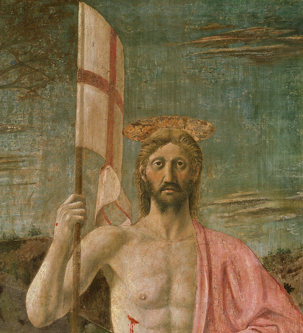 A feltámadás, Krisztus részlete, 1463 körül alkotó: Piero della Francesca
