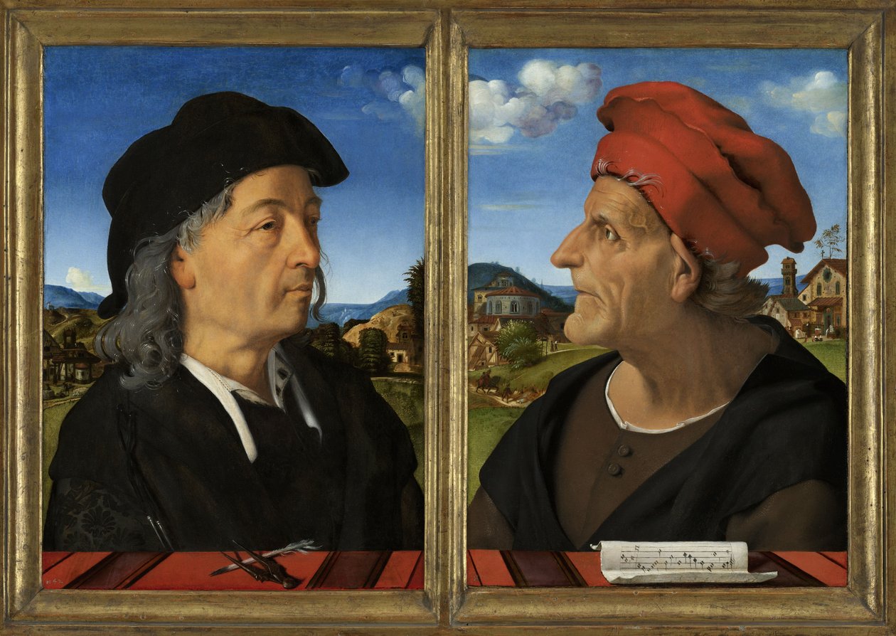 Giuliano és Francesco Giamberti da Sangallo portréja, 1482-5 alkotó: Piero di Cosimo