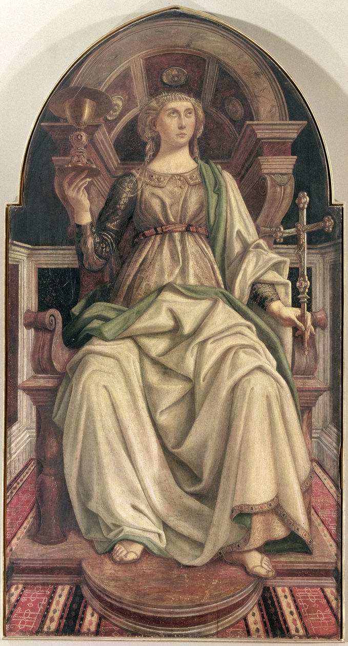 Faith, az erényeket ábrázoló panelek sorozatából, amelyeket a Kereskedői Céhterem tanácstermébe terveztek, 1469 (tempera a panelen) alkotó: Piero del Pollaiolo