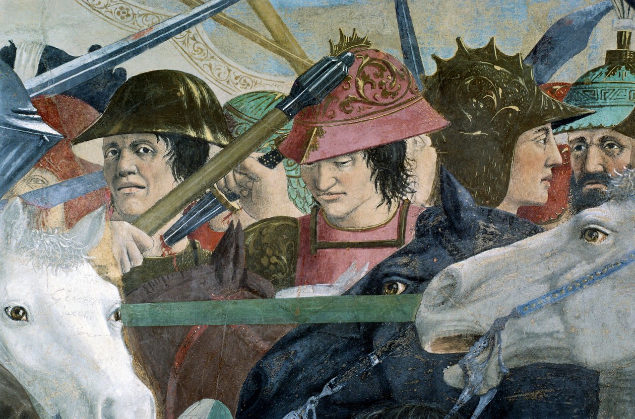 Részlet az igaz kereszt legendájából, amely I. bizánci Hérakleiosz csatáját mutatja II. Chosroes ellen, Piero della Francesca alkotó: Piero della Francesca