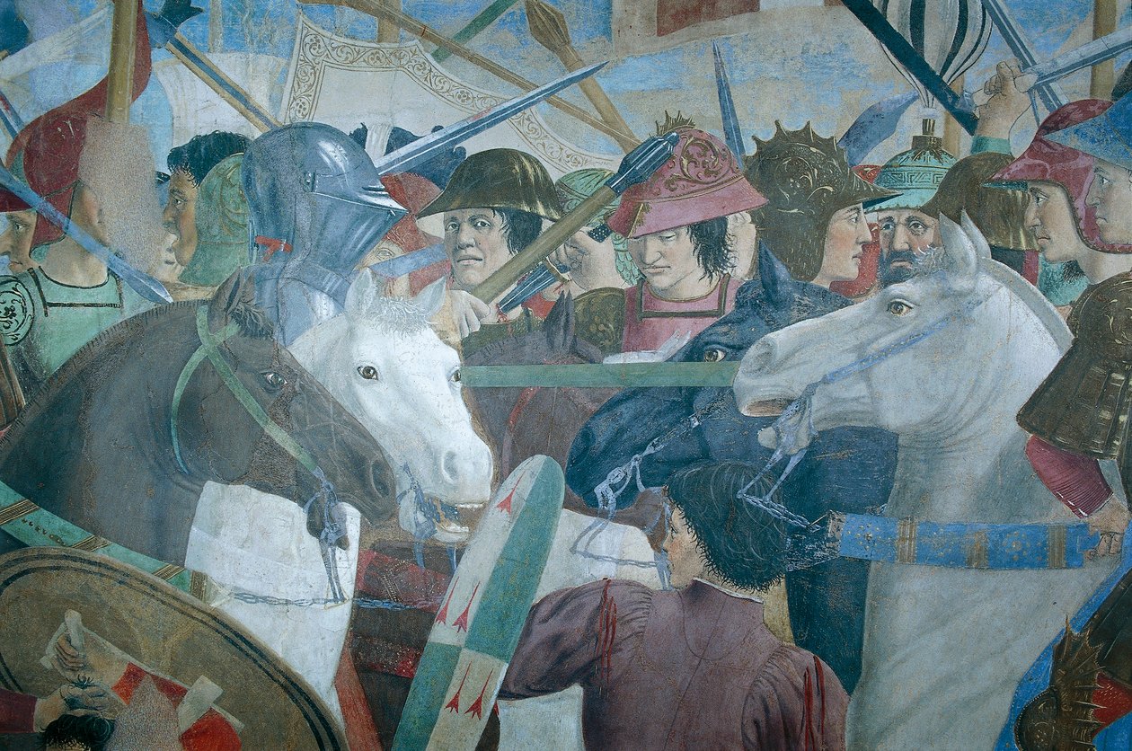 Részlet az Igaz kereszt legendájából, amely I. bizánci Heraclius csatáját mutatja II. Chosroes ellen, Piero della Francesca alkotó: Piero della Francesca