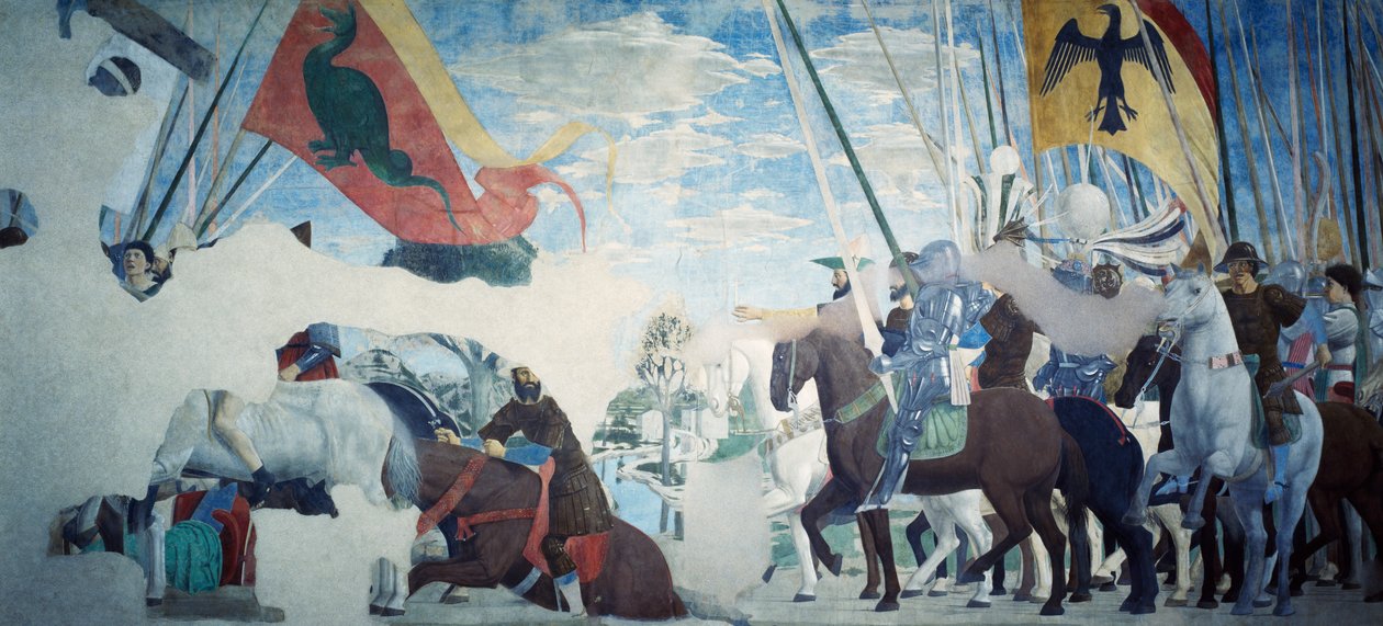 Részlet az igaz kereszt legendájából, amely Konstantin győzelmét mutatja, Piero della Francesca alkotó: Piero della Francesca