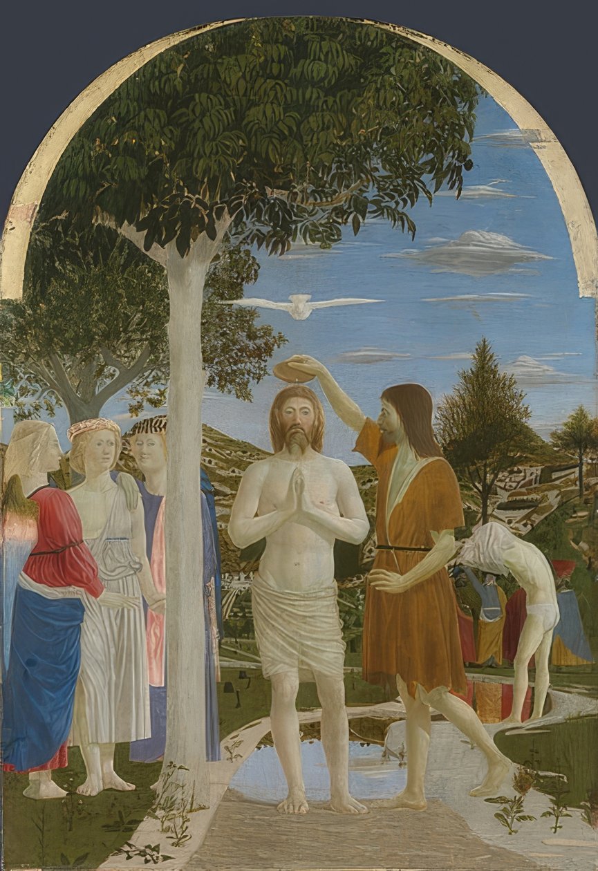 Krisztus keresztsége. 1450-es évek alkotó: Piero della Francesca