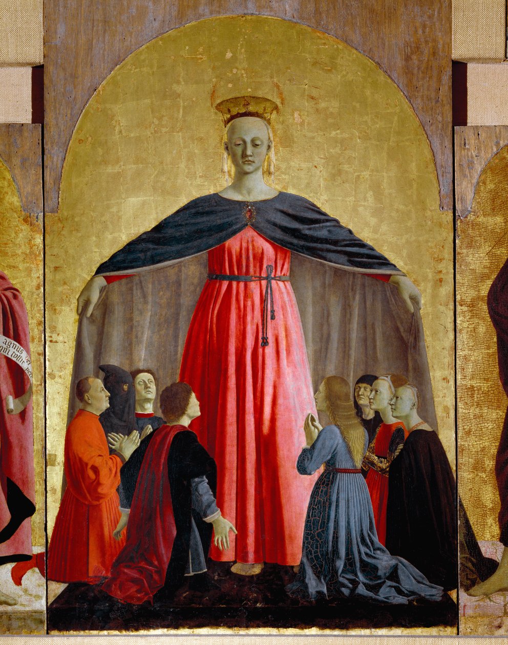 Misericorde-i poliptikus: Misericorde-i Szűzanya, szentekkel körülvéve. Szűz Máriát ábrázoló részlet. Piero della Francesca festménye fára (1415/20-1492) 1445-1460 Dim. 134x91 cm Sansepolcro, Pinacoteca Comunale alkotó: Piero della Francesca