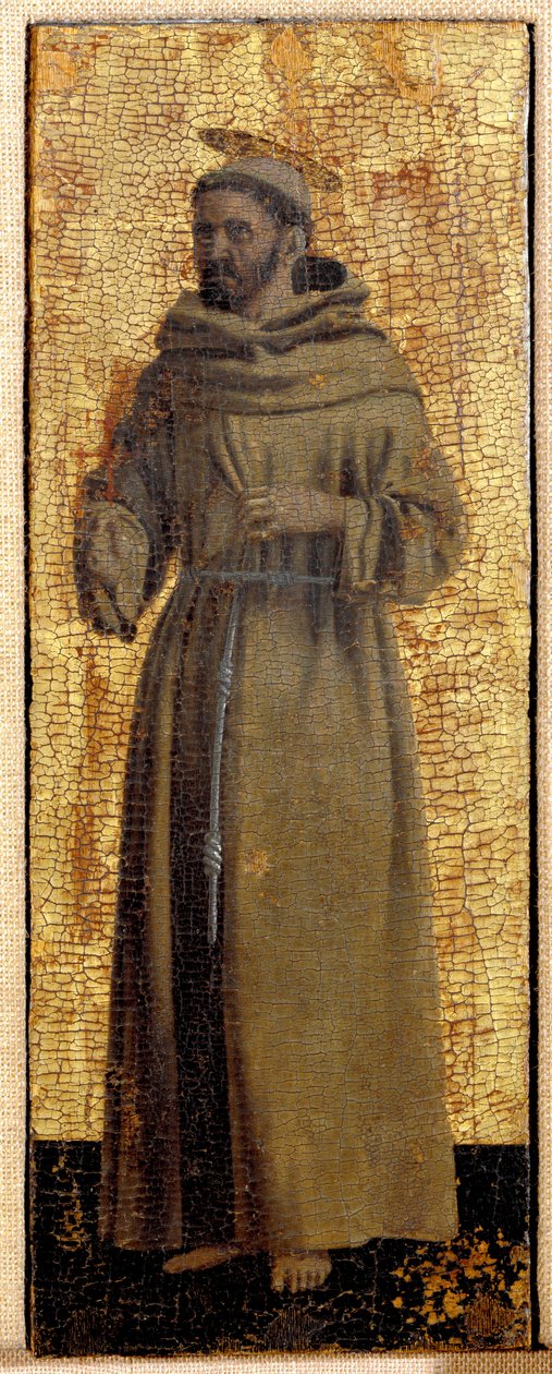 Misericorde-i poliptikus: Misericorde-i Szűzanya, szentekkel körülvéve. Assisi Szent Ferencet ábrázoló részlet. Piero della Francesca festménye fára (1415/20-1492) 1445-1460 Dim. 54x21 cm Sansepolcro, Pinacoteca Comunale alkotó: Piero della Francesca