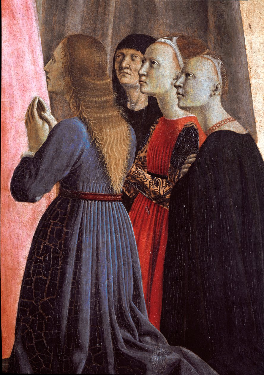 Misericorde poliptichonja: Irgalmasság Szűzanya, szentekkel körülvéve - Részlet - Fafestmény alkotó: Piero della Francesca