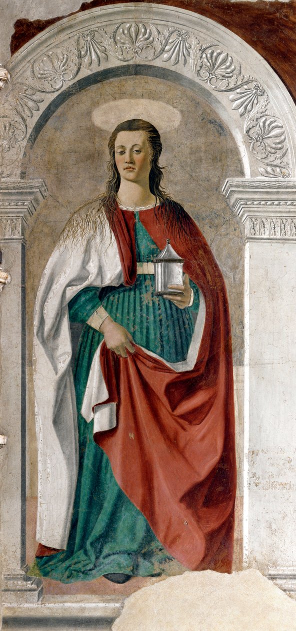 Piero della Francesca Szent Mária Magdolna freskója (1415 / 20-1492) 1460 kb. V.190x180 cm Arezzo, katedrálisok alkotó: Piero della Francesca