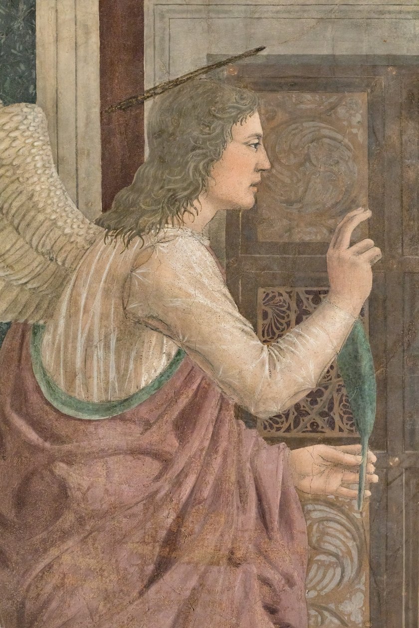 Az Annunciáció, részlet az Igaz Kereszt történeteiből (freskó) alkotó: Piero della Francesca