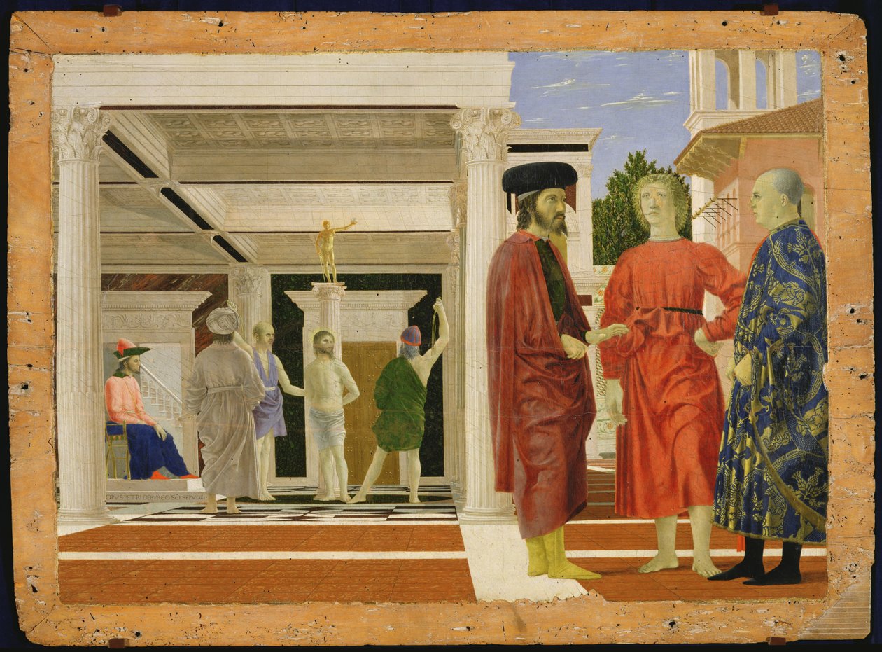 Krisztus korbácsolása, 1463-1464 körül (tempera a panelen) alkotó: Piero della Francesca