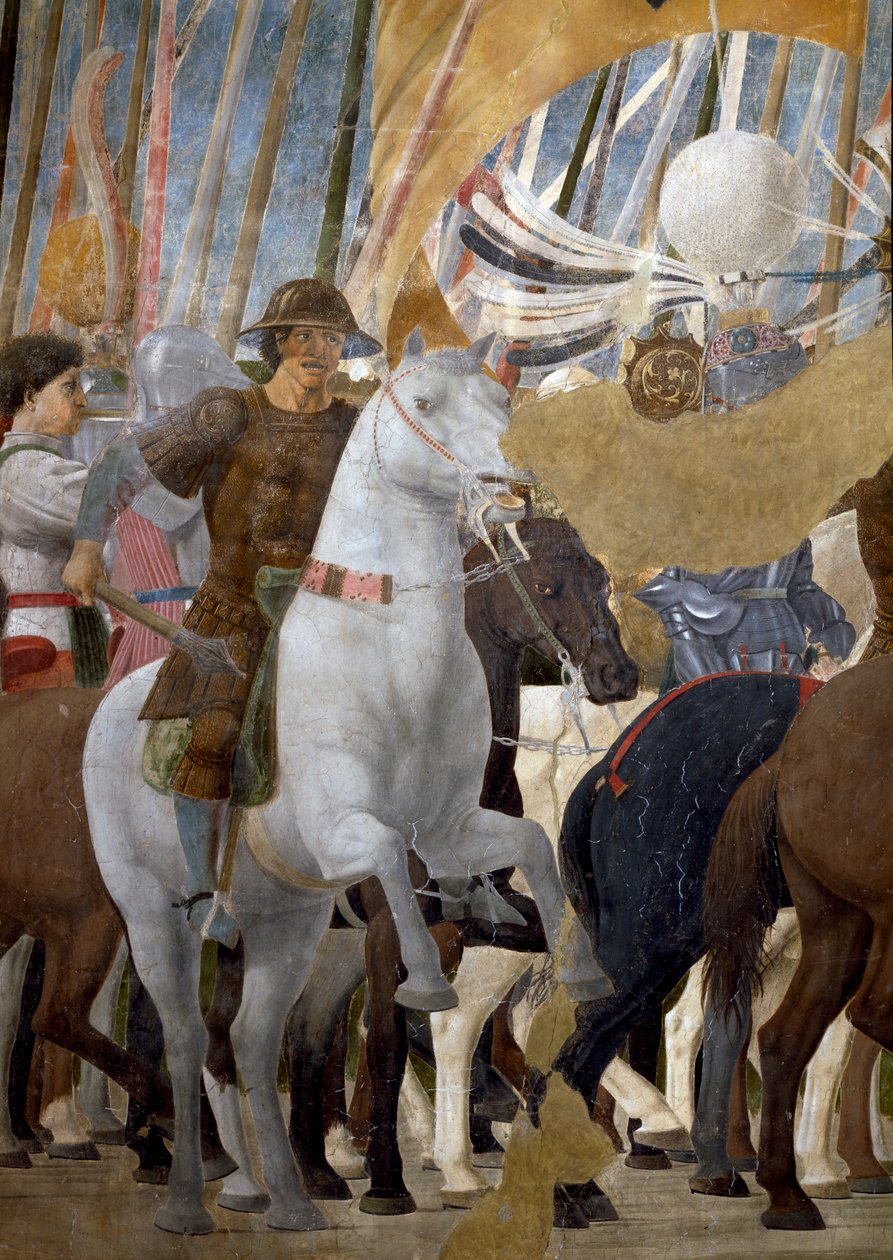 Az igaz kereszt legendája, Konstantin győzelmének részlete a Milvian-hídi csatában, i.sz. 312, elkészült 1464-es freskó alkotó: Piero della Francesca