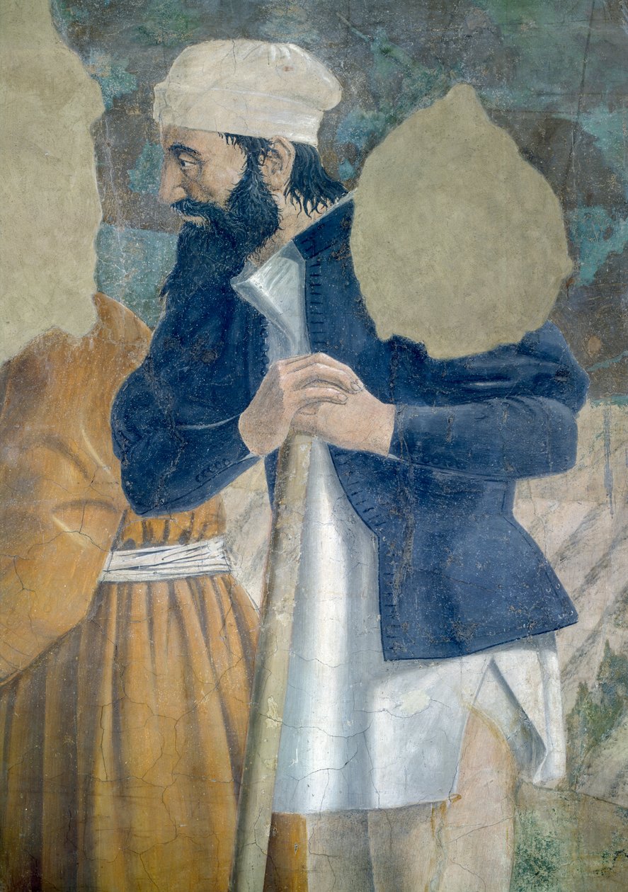 Az igaz kereszt legendája, a kereszt felfedezése, egy szemlélődő részlete, elkészült 1464-es freskó alkotó: Piero della Francesca