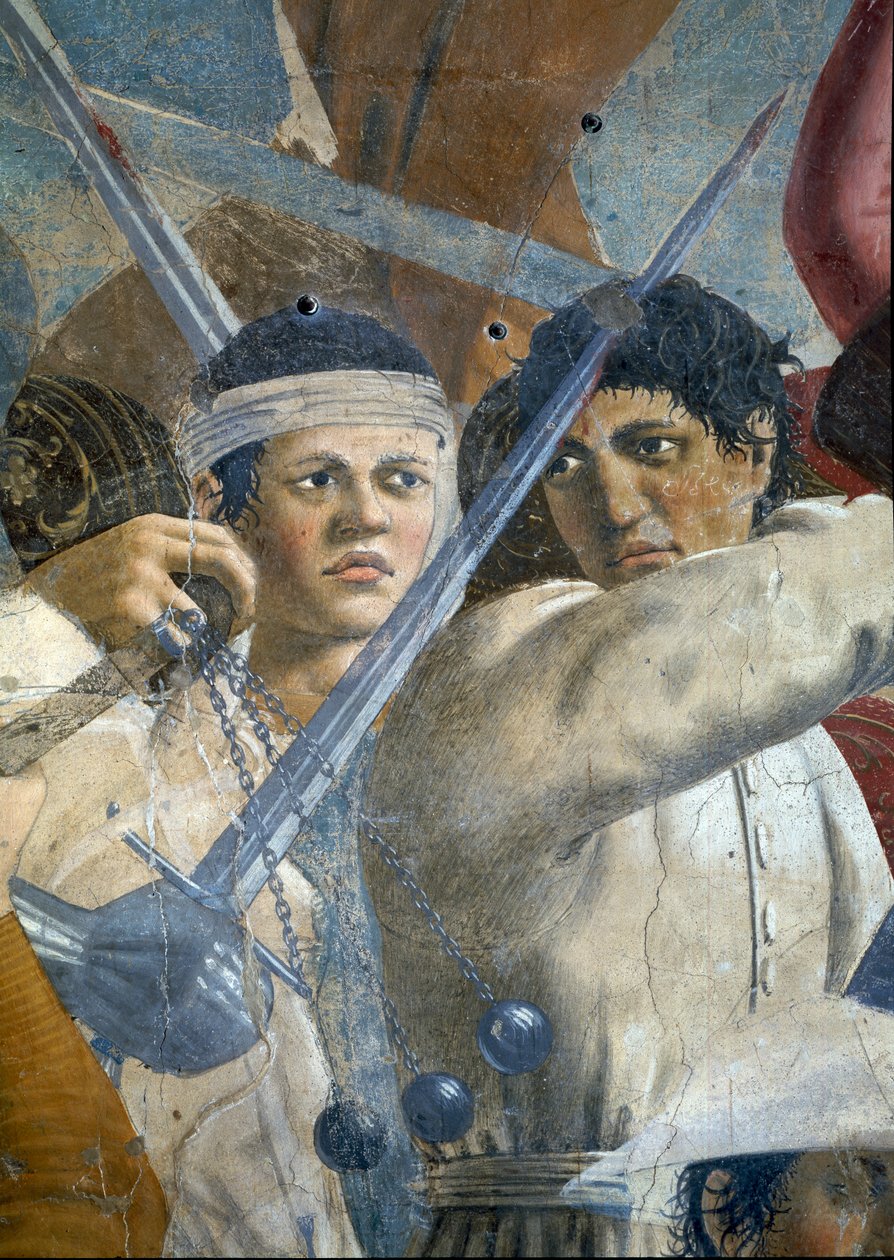 Az igaz kereszt legendája, Hérakleusz győzelme és Chosroes kivégzése, Hérakleiosz és Chosroes részlete, elkészült 1464-es freskó alkotó: Piero della Francesca