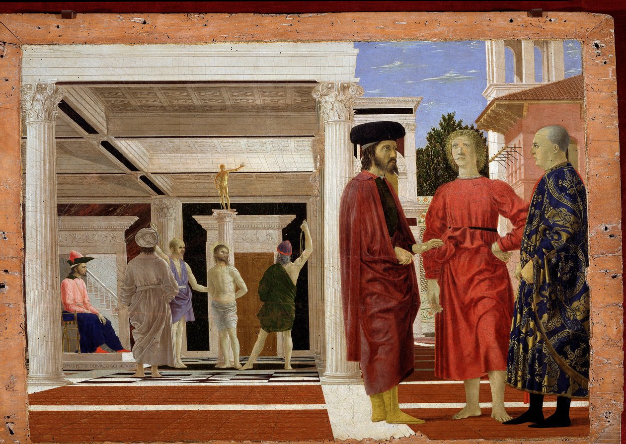 Krisztus zászlózása, 1444-50 (olaj és tempera fán) alkotó: Piero della Francesca