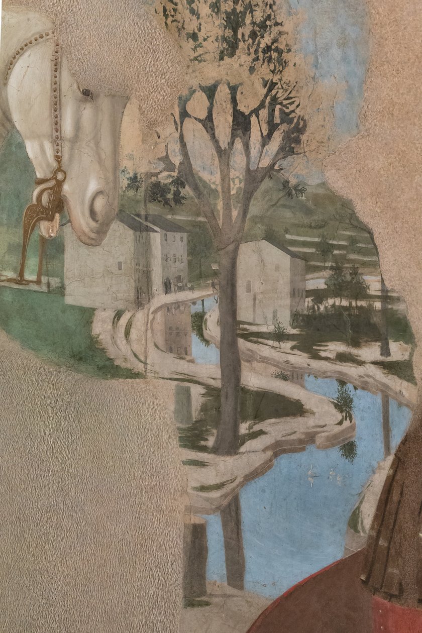 Konstantin győzelme Maxentius felett, részlet tájképpel. alkotó: Piero della Francesca
