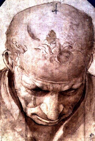 Idős férfi feje (toll, barna tinta és mosás) alkotó: Piero di Cosimo