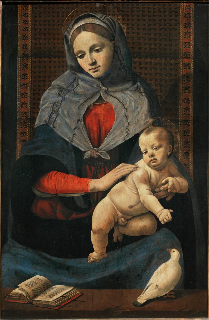 Madonna és gyermeke egy galambbal ... alkotó: Piero di Cosimo