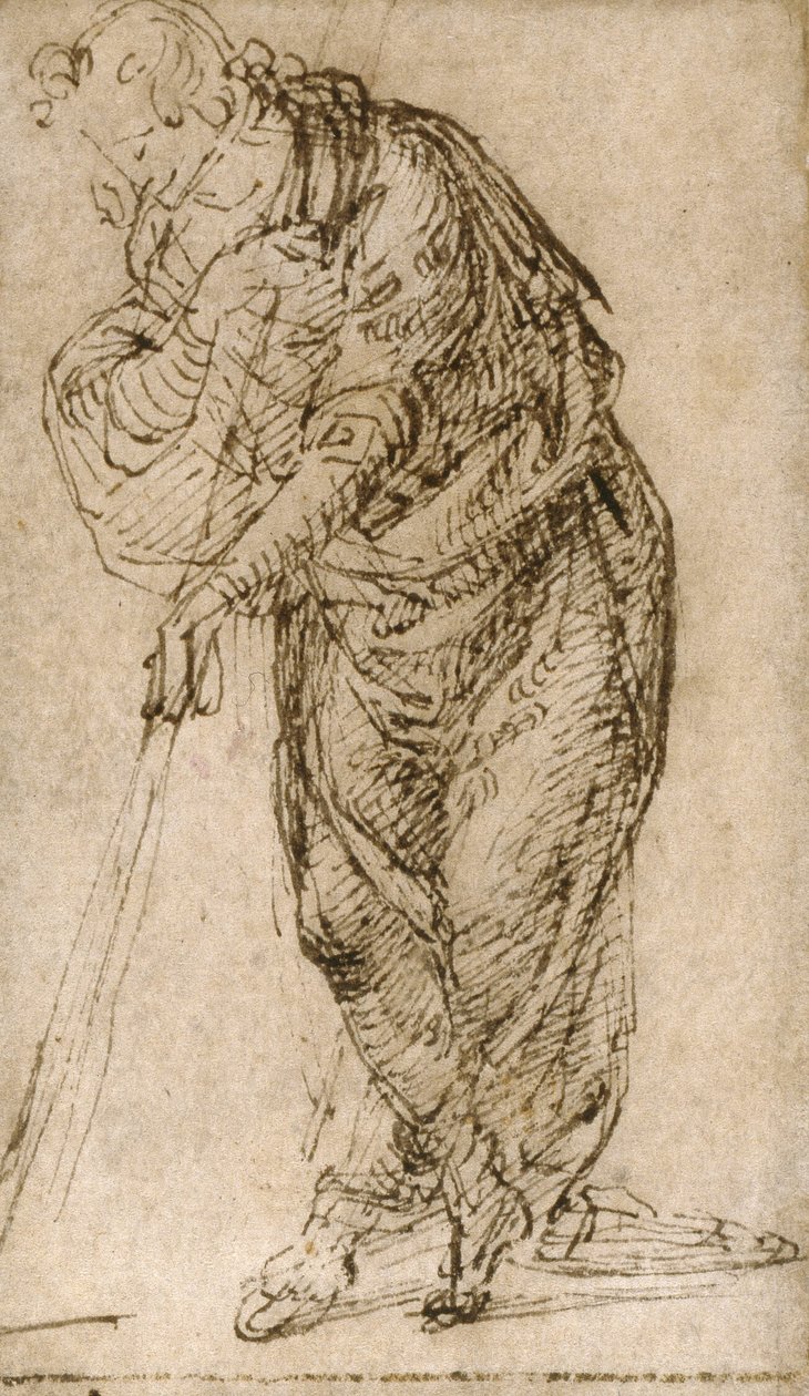 Álló alak egy botra támaszkodva alkotó: Piero di Cosimo