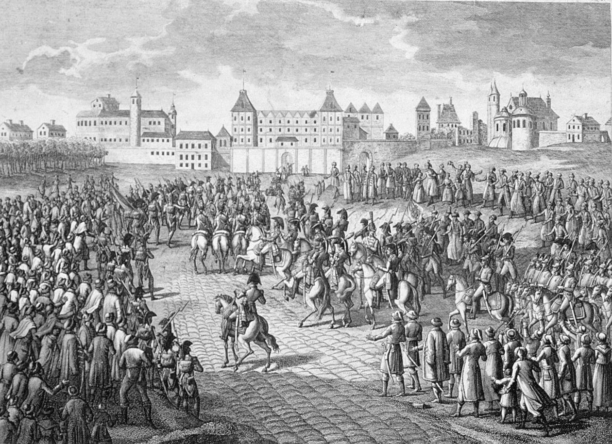 A franciák diadalmas bevonulása Varsóba, 1806. november 28 alkotó: Pierre Adrien Le Beau