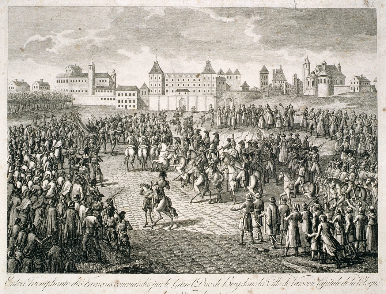 A franciák diadalmas bevonulása Varsóba 1806-ban Berg nagyherceg parancsnoksága alatt, 1810 alkotó: Pierre Adrien Le Beau