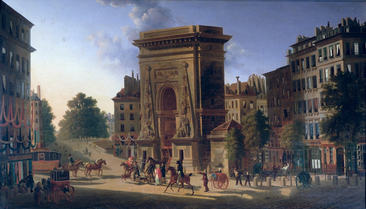 Kilátás a Porte St. Denisre és a Boulevard de Bonne Nouvelle-re alkotó: Pierre Alexandre Pau de Saint Martin