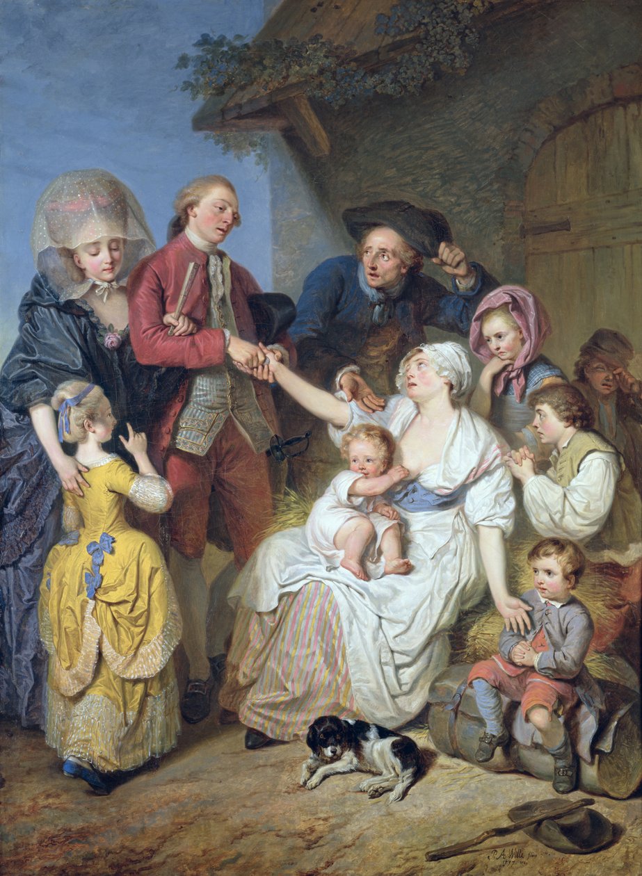 Jótékonyság, 1777 alkotó: Pierre Alexandre Wille