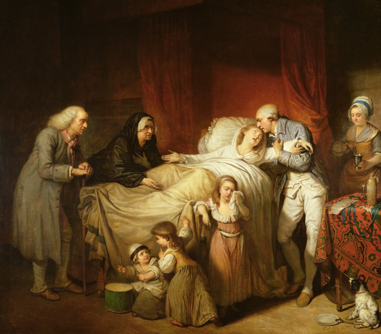A szeretett feleség utolsó pillanatai, 1784 alkotó: Pierre Alexandre Wille
