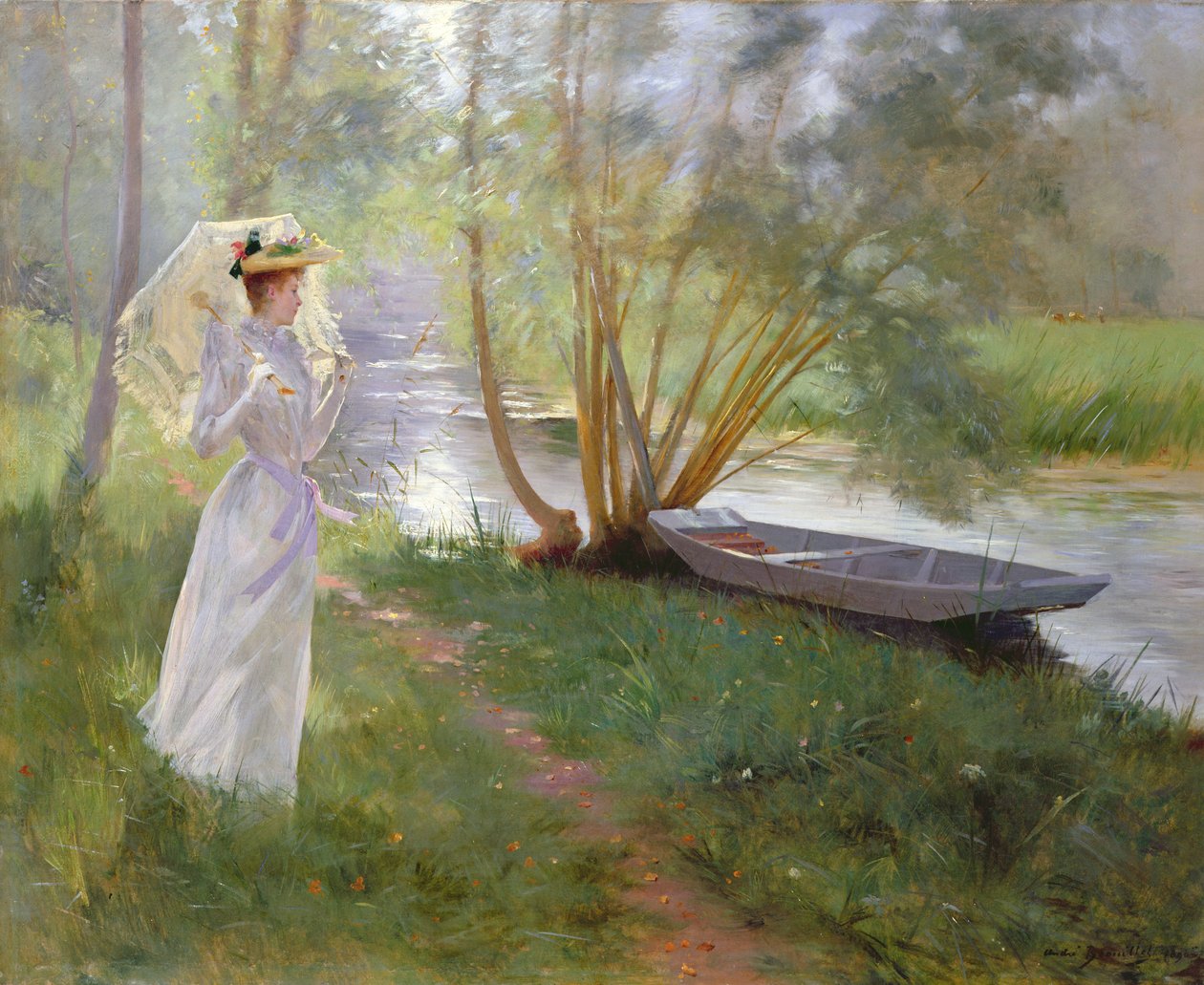 Séta a folyó mellett, 1890 alkotó: Pierre Andre Brouillet