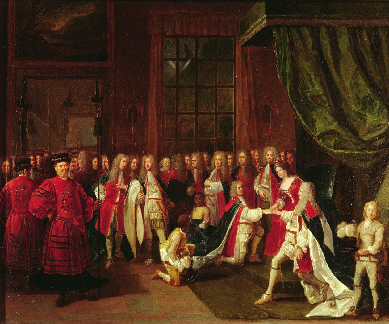 Anna királynő és a harisnyakötő lovagjai, 1720 körül alkotó: Pierre Angelis or Angillis