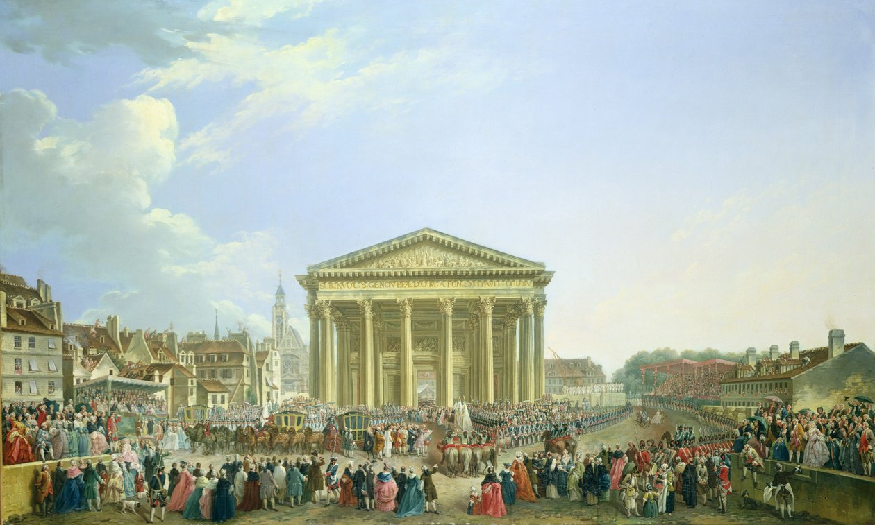 Az új Szent Genovéva-templom első kövének letételének szertartása 1763-ban, 1764 alkotó: Pierre Antoine Demachy
