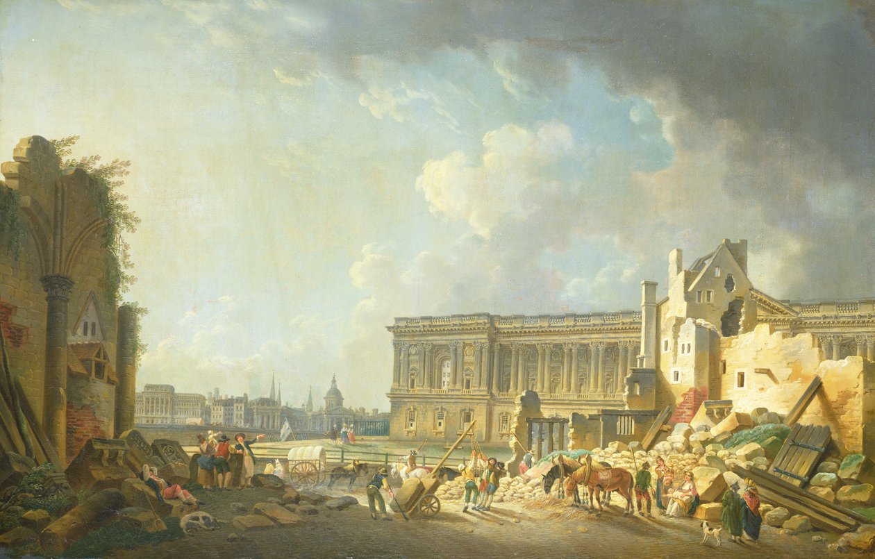 A Louvre oszlopcsarnokának megtisztítása, 1764 alkotó: Pierre Antoine Demachy