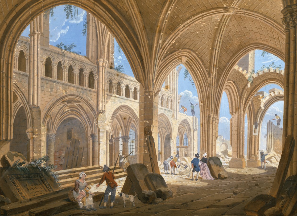 A Saint-Jean-en-Greve-i templom lebontása, 1800 körül alkotó: Pierre Antoine Demachy