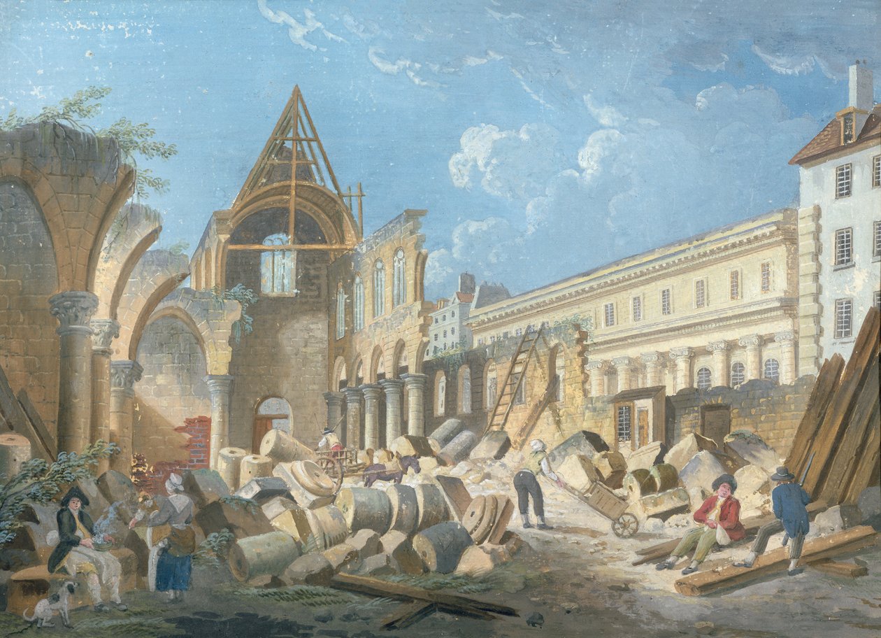 A Couvent des Cordeliers lebontása, 1802 körül alkotó: Pierre Antoine Demachy
