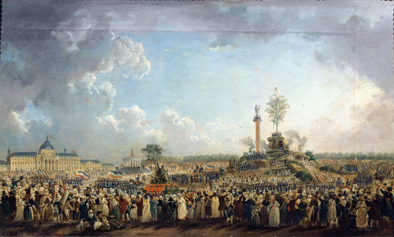 A Legfelsőbb Lény Fesztiválja a Champ de Marsban, 1794. június 8. (II. prairial év 20.) alkotó: Pierre Antoine Demachy