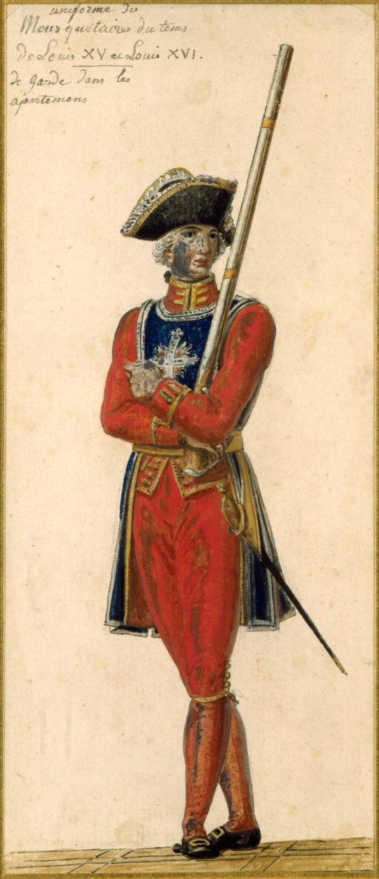 XV. Lajos (1715-74) és XVI. Lajos (1754-93) korabeli testőr alkotó: Pierre Antoine Lesueur