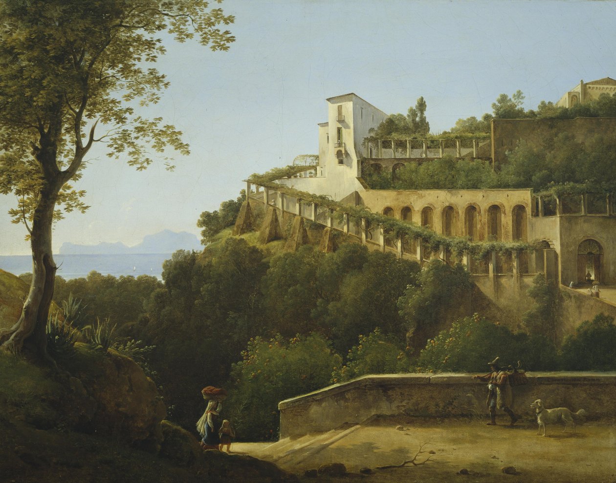 Kolostor Nápoly közelében, kilátással Caprira alkotó: Pierre Athanase Chauvin