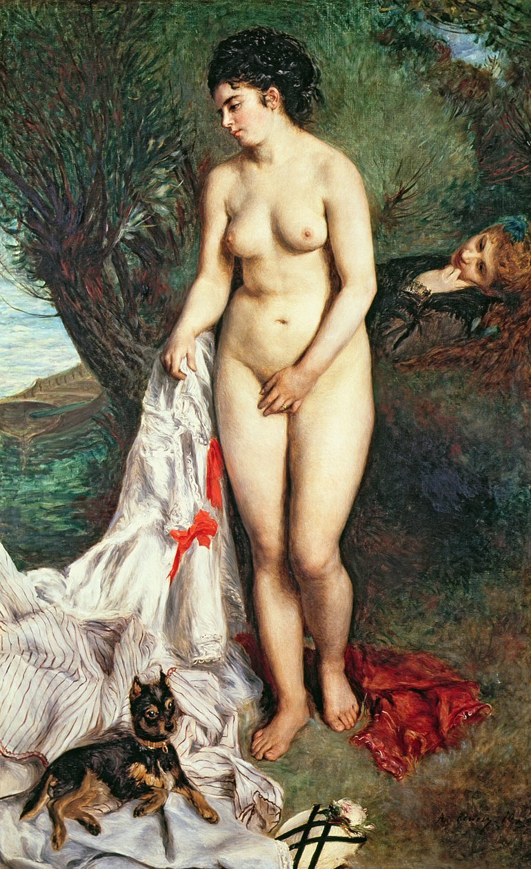 Fürdős Griffon kutyával, 1870 alkotó: Pierre Auguste Renoir