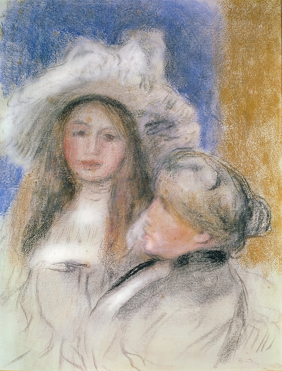 Berthe Morisot (1841-95) és lánya, Julie Manet (1878-1966) (papír pasztell) alkotó: Pierre Auguste Renoir