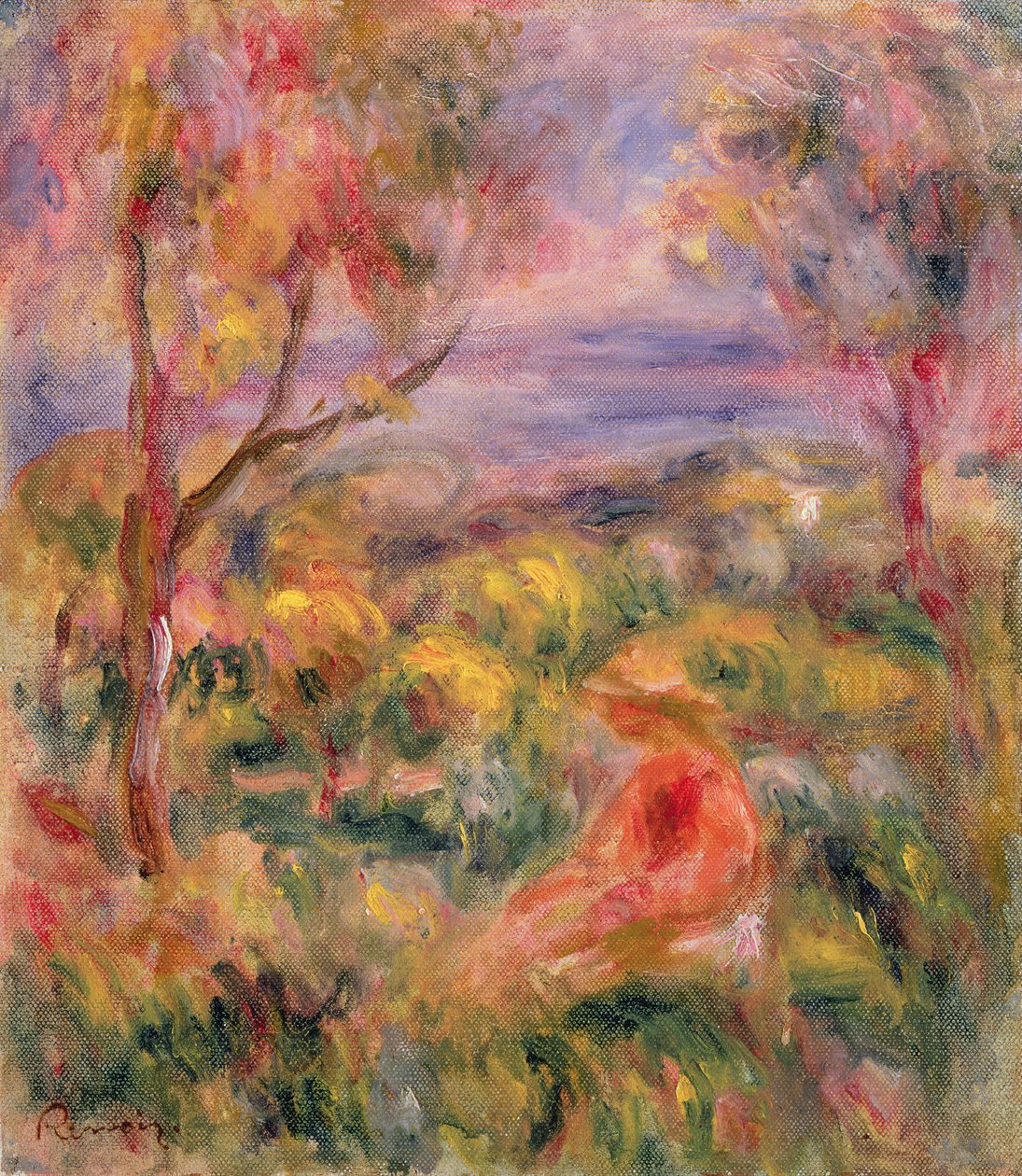 Lány és két fa a tájban, 1917 alkotó: Pierre Auguste Renoir