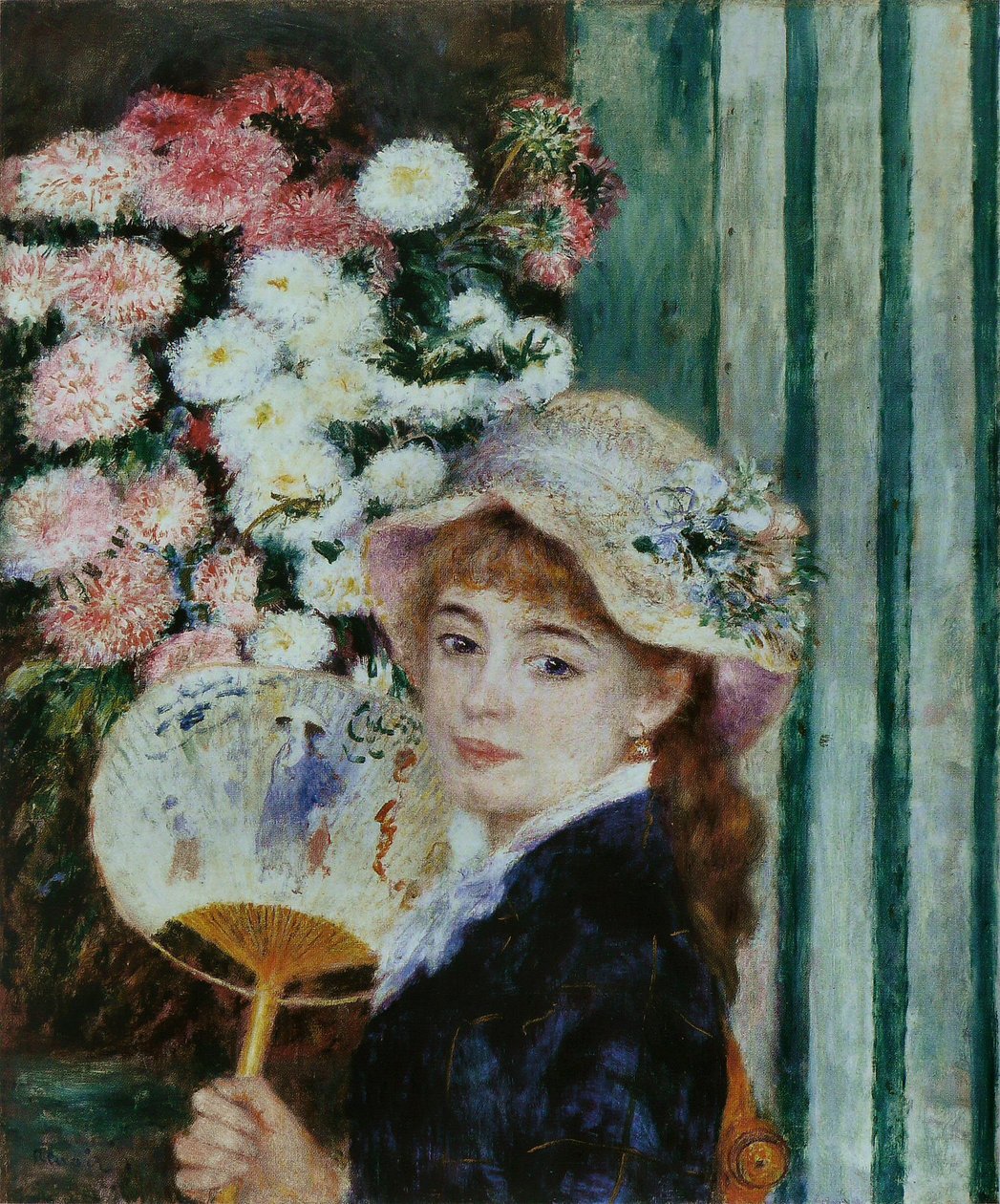 Fiatal lány rajongóval alkotó: Pierre Auguste Renoir