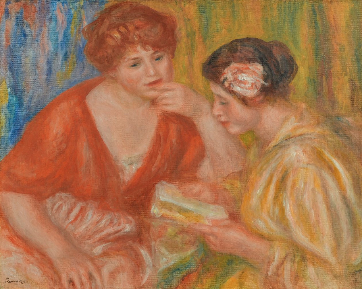 OLVASÁS, KÉT PIROS ÉS RÓZSASZÍN TESTŰ NŐ alkotó: Pierre Auguste Renoir